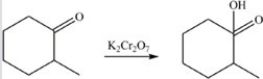 The ketone below produces the indicated product upon oxidation with K<sub>2</sub>Cr<sub>2</sub>O<sub>7</sub>.  