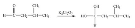 Oxidation of the aldehyde below gives the indicated product.  