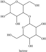 Lactose (structure shown)is the principal carbohydrate in milk. Lactose contains ________ acetal(s)and ________ hemiacetal(s).  