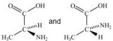 Alanine,shown below,is a naturally occurring chiral amino acid. Which pair represents the two enantiomers of alanine?   A)    B)    C)   