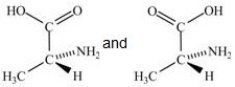 Alanine,shown below,is a naturally occurring chiral amino acid. Which pair represents the two enantiomers of alanine?   A)    B)    C)   