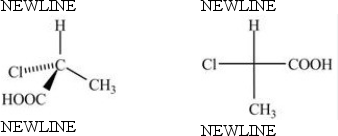The Fischer projection shown to the right represents the enantiomer of the three-dimensional structure to the left.  