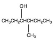 Which structure represents the product that results when the given structure is dehydrated with H<sub>2</sub>SO<sub>4</sub>?   A)    B)    C)    D)   