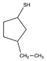 The IUPAC name of the compound below is 1-ethyl-3-cyclopentanethiol.  