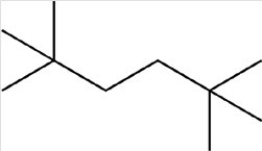 The molecule below has ________ primary carbon atoms,________ secondary carbon atoms,________ tertiary carbon atoms,and ________ quaternary carbon atoms.  