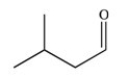 The molecule with the condensed formula (CH<sub>3</sub>)<sub>2</sub>CHCH<sub>2</sub>CHO can be represented as the skeletal structure below.  