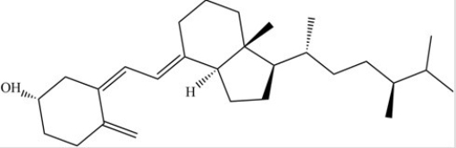 Vitamin D4 (structure shown)is a (fat/water)________-soluble vitamin.  