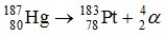The nuclear equation shown below represents which of the following processes?   A) Alpha decay of platinum B) Gamma emission by mercury C) Alpha emission by mercury D) Gamma decay of platinum