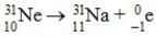 The balanced nuclear equation for the decay of neon-31 by β decay is   .
