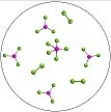 The reversible reaction: PCl<sub>3</sub>(g) + Cl<sub>2</sub>(g)    PCl<sub>5</sub>(g) ,has K = 0.5. Based on the molecular art shown below,what can be inferred about the reaction conditions?   A) The reaction has not yet reached equilibrium. B) The reaction mixture is at equilibrium. C) The reaction will shift to the left to reach equilibrium. D) The forward reaction is favorable.