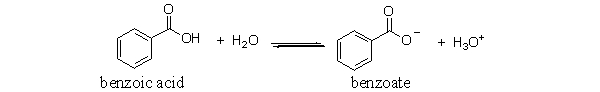 <strong>The following is the reaction of benzoic acid in water. Which of the following choices is a conjugate acid-base pair in this reaction? </strong> A) benzoic acid and water B) benzoate and hydronium C) benzoic acid and hydronium D) benzoic acid and benzoate E) benzoate and water