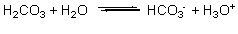 A buffer solution contains H<sub>2</sub>CO<sub>3</sub> and HCO<sub>3</sub><font face= symbol ><sup></sup></font>, resulting in the equilibrium shown by the reaction below. According to this reaction and LeChatelier's principle, what happens when acid (H<sub>3</sub>O<sup>+</sup>)  is added to this buffer solution?   A)  More HCO<sub>3</sub><font face= symbol ><sup></sup></font> is formed. B)  More H<sub>3</sub>O<sup>+ </sup>is formed. C)  More H<sub>2</sub>CO<sub>3</sub> is formed D)  Less H<sub>2</sub>O is formed. E)  The reaction shifts to the right.