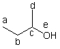 Alcohols are classified as primary, secondary or tertiary alcohols. In order to determine how to classify an alcohol, the number of carbon groups attached to a particular atom in the molecule is counted. Which atom in the molecule below is it?   A)  a B)  b C)  c D)  d E)  e