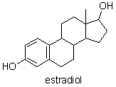 How many carbon atoms are in a molecule of estradiol, the steroid shown below?  