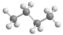 Below is illustrated a molecule of butane. Which of the given choices is another molecule of butane in a different conformation? Assume that all atoms in each are visible.   Butane A)    B)    C)    D)    E)   