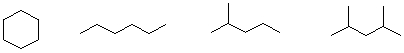Which of the following skeletal line structures are isomers?   I. II. III. IV. A)  All of these are isomers. B)  I and II C)  I, II, and III D)  III and IV E)  II and III