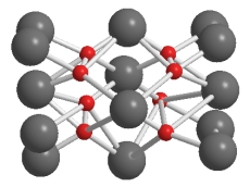 What is the ratio of ions in this lattice of lithium (the larger spheres)  and oxygen (the smaller spheres)  in Li<sub>2</sub>O?   A)  1 Li:1 O B)  2 Li:1 O C)  2 O:1 Li D)  4 O:5 Li E)  4 Li:5 O