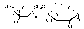 The ring form with the ring structure shown at left below is called a ________, and the ring form with the ring structure to the right below is called a _________.   A)  pyranose; pyranose B)  pyranose; furanose C)  furanose; furanose D)  furanose; pyranose E)  The choices given do not apply to ring forms of sugars.