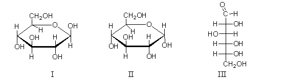 Which of the following species does equilibrium favor in solution?   A)  I B)  II C)  III D)  II and III E)  There are equal concentrations of these three species in solution.