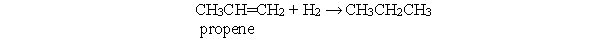 Which statement best describes the following reaction?   A)  In this reaction, both propene and hydrogen are reduced. B)  In this reaction, both propene and hydrogen are oxidized. C)  In this reaction, propene is reduced and hydrogen is oxidized. D)  In this reaction, propene is oxidized and hydrogen is reduced. E)  This is not an oxidation-reduction reaction.