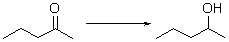 Is the ketone oxidized or reduced during this reaction and how can you tell?   A)  Neither. This is not an oxidation-reduction reaction. B)  The ketone is both oxidized and reduced because this is an oxidation-reduction reaction. C)  The ketone is oxidized because it loses two hydrogens. D)  The ketone is reduced because it loses two hydrogens. E)  The ketone is reduced because it gains two hydrogens.