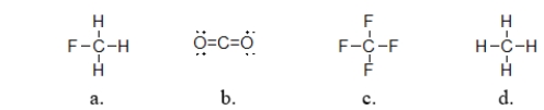 Which of the following covalent compounds is polar?   A)  structure a B)  structure b C)  structure c D)  structure d E)  all of these molecules are polar.