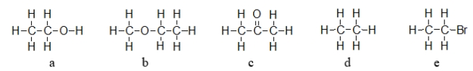 Which of the molecules below does NOT have a permanent dipole?   A)  structure a B)  structure b C)  structure c D)  structure d E)  structure e