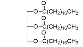 The following triacylglycerol is   A)  a fat because it is unsaturated. B)  a fat because it is saturated. C)  an oil because it is unsaturated. D)  an oil because it is saturated. E)  neither a fat nor an oil.
