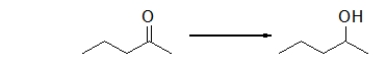 Is the ketone oxidized or reduced during this reaction, and how can you tell?   A)  Neither.This is not an oxidation-reduction reaction. B)  The ketone is both oxidized and reduced because this is an oxidation-reduction reaction. C)  The ketone is oxidized because it loses two hydrogens. D)  The ketone is reduced because it loses two hydrogens. E)  The ketone is reduced because it gains two hydrogens.