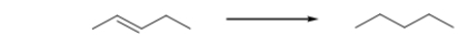 Is the alkene oxidized or reduced during this reaction, and how can you tell?   A)  Neither.This is not an oxidation-reduction reaction. B)  The alkene is both oxidized and reduced because this is an oxidation-reduction reaction. C)  The alkene is oxidized because it loses two hydrogens. D)  The alkene is reduced because it loses two hydrogens. E)  The alkene is reduced because it gains two hydrogens.