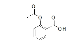 Which functional groups are in the following molecule of aspirin?   A)  a benzene ring, an ester, a ketone, and an alcohol B)  a benzene ring, two ketones, an ether, and an alcohol C)  a benzene ring, a carboxylic acid, an ether, and a ketone D)  a benzene ring, a carboxylic acid, and an ester E)  a phenol, two ketones, and an alcohol