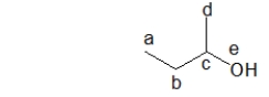 Alcohols are classified as primary, secondary, or tertiary alcohols.In order to determine how to classify an alcohol, the number of carbon groups attached to a particular atom in the molecule is counted.Which atom in the molecule below is it?   A)  atom a B)  atom b C)  atom c D)  atom d E)  atom e
