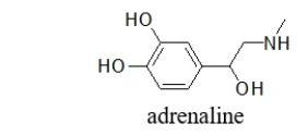 What is the molecular shape of the amine nitrogen in adrenaline?   A)  linear B)  bent C)  trigonal planar D)  trigonal pyramidal E)  tetrahedral