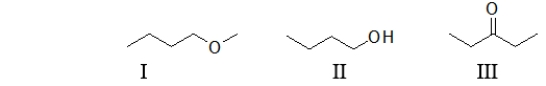 Which of the following molecules contain(s) an ether functional group?   A)  All of these molecules contain an ether. B)  I only C)  II only D)  III only E)  Both I and II contain an ether.
