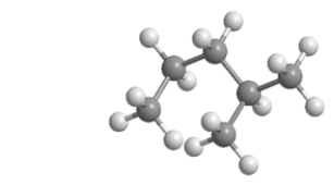 Which skeletal line structure is the same molecule as the ball-and-stick model below?   A)    B)    C)    D)    E)   