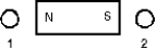 <strong>The diagram shows two small paramagnetic spheres, one near each end of a bar magnet.Which of the following statements is true? </strong> A)The force on 1 is toward the magnet and the force on 2 is away from the magnet B)The force on 1 is away from the magnet and the force on 2 is away from the magnet C)The forces on 1 and 2 are both toward the magnet D)The forces on 1 and 2 are both away from the magnet E)The magnet does not exert a force on either sphere