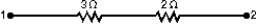  In the diagram, the current in the 3- \Omega  resistor is 4 A.The potential difference between points 1 and 2 is:   A) 0.75 V B) 0.8 V C) 1.25 V D) 12 V E) 20 V 