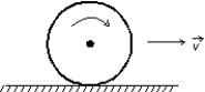 A wheel of radius 0.5 m rolls without sliding on a horizontal surface as shown.Starting from rest, the wheel moves with constant angular acceleration 6 rad/s<sup>2</sup>.The distance in traveled by the center of the wheel from t = 0 to t = 3 s is:   A) 0 m B) 27 m C) 13.5 m D) 18 m E) none of these