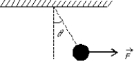  A 1-N pendulum bob is held at an angle  \theta from the vertical by a 2-N horizontal force F as shown.The tension in the string supporting the pendulum bob is:   A) 2/N B) 2 N C) N D) 1 N E) none of these 