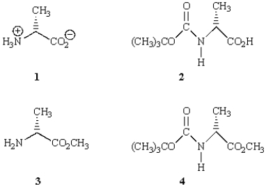 An aniline derivative that is suitable for use in the Merrifield peptide synthesis is:   A)  1 B)  2 C)  3 D)  4 E)  none of the above