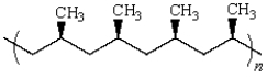 The stereochemistry of the following polymer is referred to as:   A)  isomeric B)  syndiotactic C)  atactic D)  isotactic E)  barbaric