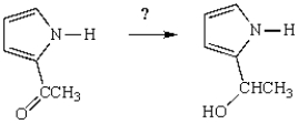 What reagent(s)  will accomplish the following transformation?   A)  H<sub>2</sub>SO<sub>4</sub> in H<sub>2</sub>O B)  NaOCH<sub>3</sub> in CH<sub>3</sub>OH C)  NaBH<sub>4</sub> D)  CH<sub>3</sub>I E)  NaOH in H<sub>2</sub>O