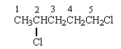 The proton(s)  on which C will produce a splitting pattern that is a doublet in its <sup>1</sup>H NMR spectrum?   A)  1 B)  2 C)  3 D)  4 E)  5