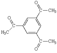 The following compound will have a proton NMR spectrum that shows:   A)  two singlets, area ratio 3:1. B)  two singlets, area ratio 9:1. C)  three singlets, area ratio 3:3:6. D)  four singlets, area ratio 3:2:6:1. E)  six singlets, area ratio 3:3:3:1:1:1.
