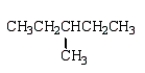  An unknown hydrocarbon shows a parent peak on its mass spectra at m/z 86.There is no evidence of absorptions from visible or uv spectra.The IR shows no major absorptions outside the C-H stretch and bending vibrations.The <sup>1</sup>H NMR reveals a singlet at   \delta   0.9 (9H) , a triplet at   \delta   0.98 (3H) , and a quartet at   \delta   1.6 (2H) . A)    B)    C)    D)    E)    