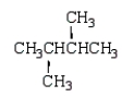  An unknown hydrocarbon shows a parent peak on its mass spectra at m/z 86.There is no evidence of absorptions from visible or uv spectra.The IR shows no major absorptions outside the C-H stretch and bending vibrations.The <sup>1</sup>H NMR reveals a singlet at   \delta   0.9 (9H) , a triplet at   \delta   0.98 (3H) , and a quartet at   \delta   1.6 (2H) . A)    B)    C)    D)    E)    