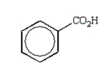  An unknown oxygen-containing organic molecule shows a parent peak on its mass spectra at m/z 122.With no information from the visible or uv, the IR revealed major broad absorptions from 2500 cm<sup>-</sup><sup>1</sup> to 3500 cm<sup>-</sup><sup>1</sup>, and strong sharp absorptions at 2930 cm<sup>-1</sup>, 1690 cm<sup>-</sup><sup>1</sup>, and 1230 cm<sup>-</sup><sup>1</sup>.The <sup>1</sup>H NMR revealed a singlet downfield around   \delta   13 (1H)  and a multiplet at   \delta   7.2 (5H) .The molecule consistent with these facts is: A)    B)    C)    D)    E)    