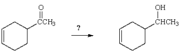 Which reagent will accomplish the following transformation?   A)  NaOH B)  CrO<sub>3</sub>, H<sub>2</sub>SO<sub>4</sub> C)  CH<sub>3</sub>MgBr D)  NaBH<sub>4</sub> E)  H<sub>2</sub>, Pd