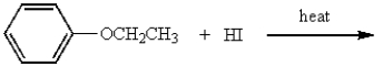 The organic products of the reaction below are   are: A)  ethanol and iodobenzene. B)  ethyl iodide and iodobenzene. C)  ethanol and phenol. D)  ethyl iodide and phenol. E)  ethylene oxide and phenol.