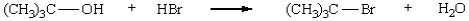 The rate-determining step in the following reaction is:   A)  protonation of the alcohol. B)  ionization of the alcohol to give a carbocation. C)  loss of water from the protonated alcohol to give a carbocation. D)  capture of a carbocation by bromide ion. E)  displacement of water from the protonated alcohol by bromide ion.